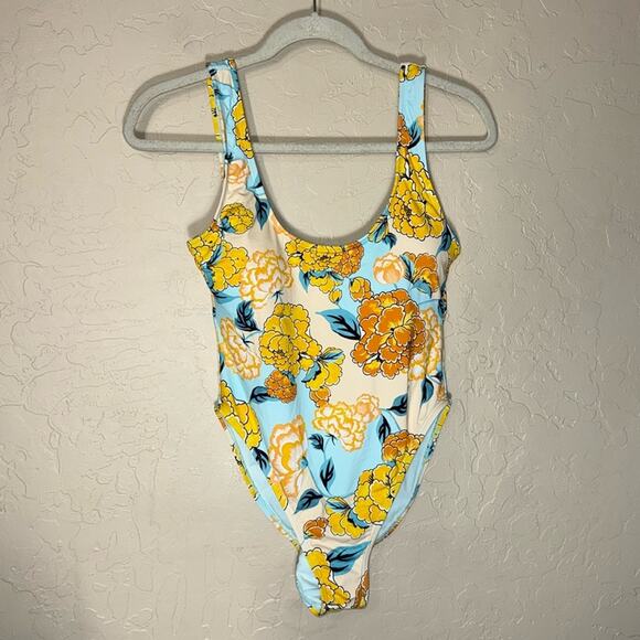 The Bikini Lab Spanish Bloom Floral High Leg Open Back one piece swimsuit - Picture 1 of 9